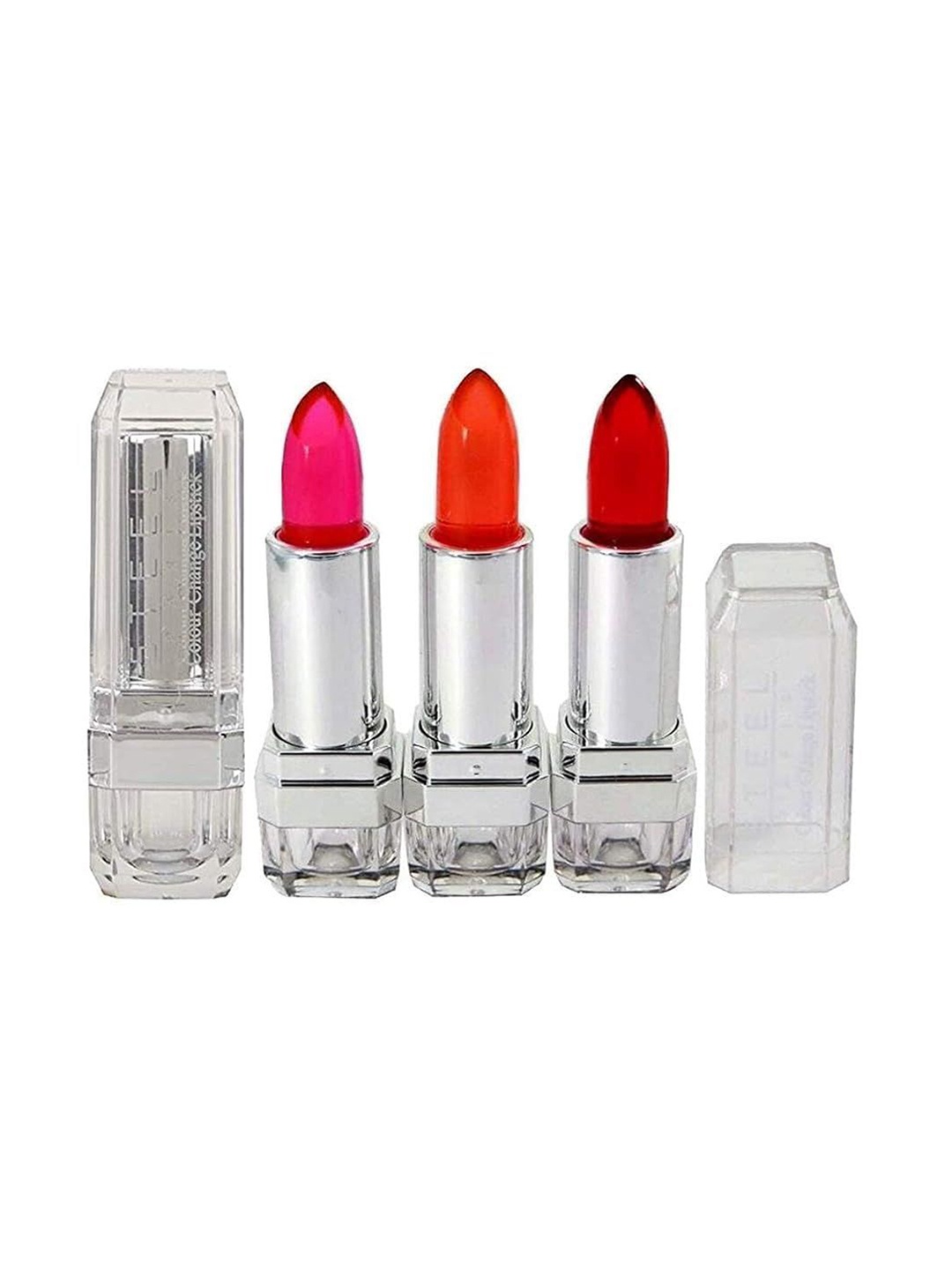 

Trendy Styler Set Of 3 Colour Changing Waterproof Jelly Lipstick- Red- Pink- Orange