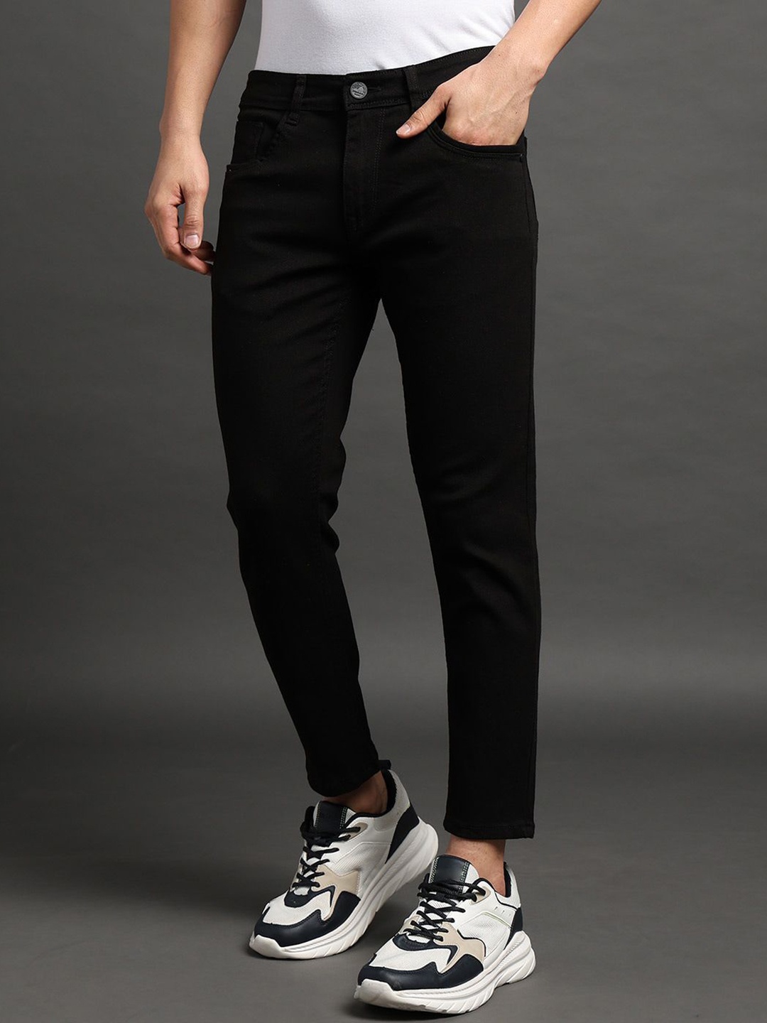

CLUBROCKS Men Regular Fit Mid-Rise Stretchable Jeans, Black