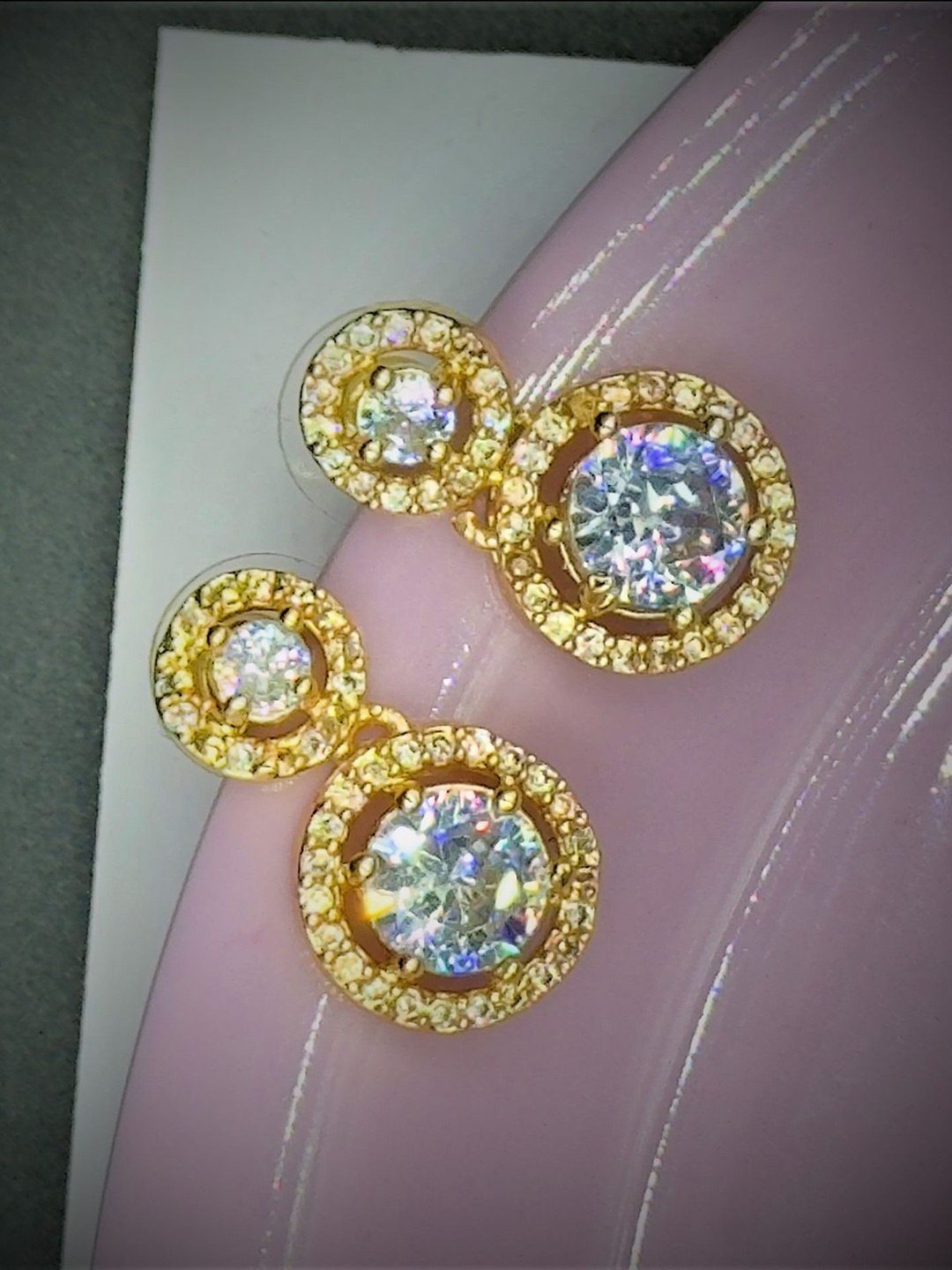 

AKLINA Gold-Plated Cubic Zirconia Studded Circular Drop Earrings