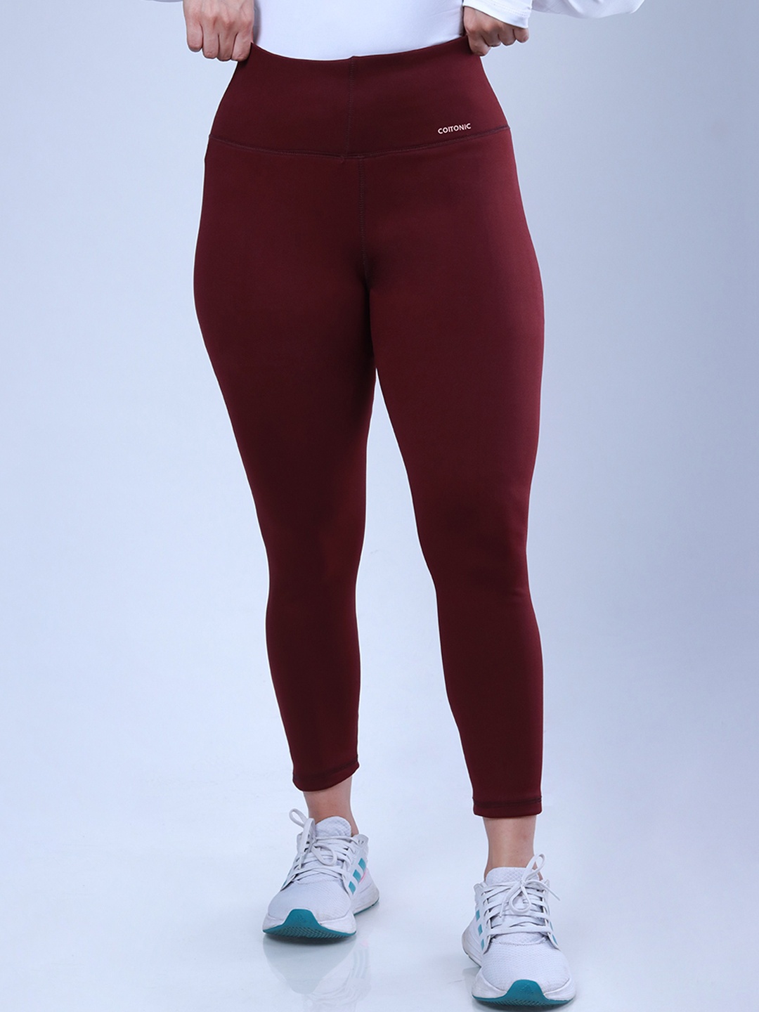 

Coitonic Women Slim Fit Ankle Length High Rise Training Tights, Maroon