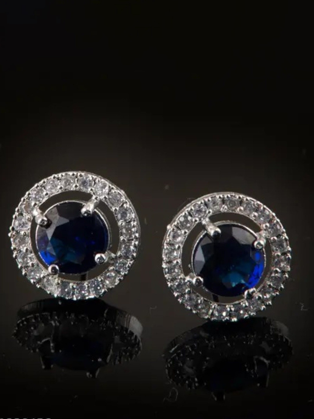 

AKLINA Silver-Plated Cubic Zirconia Studded Circular Studs
