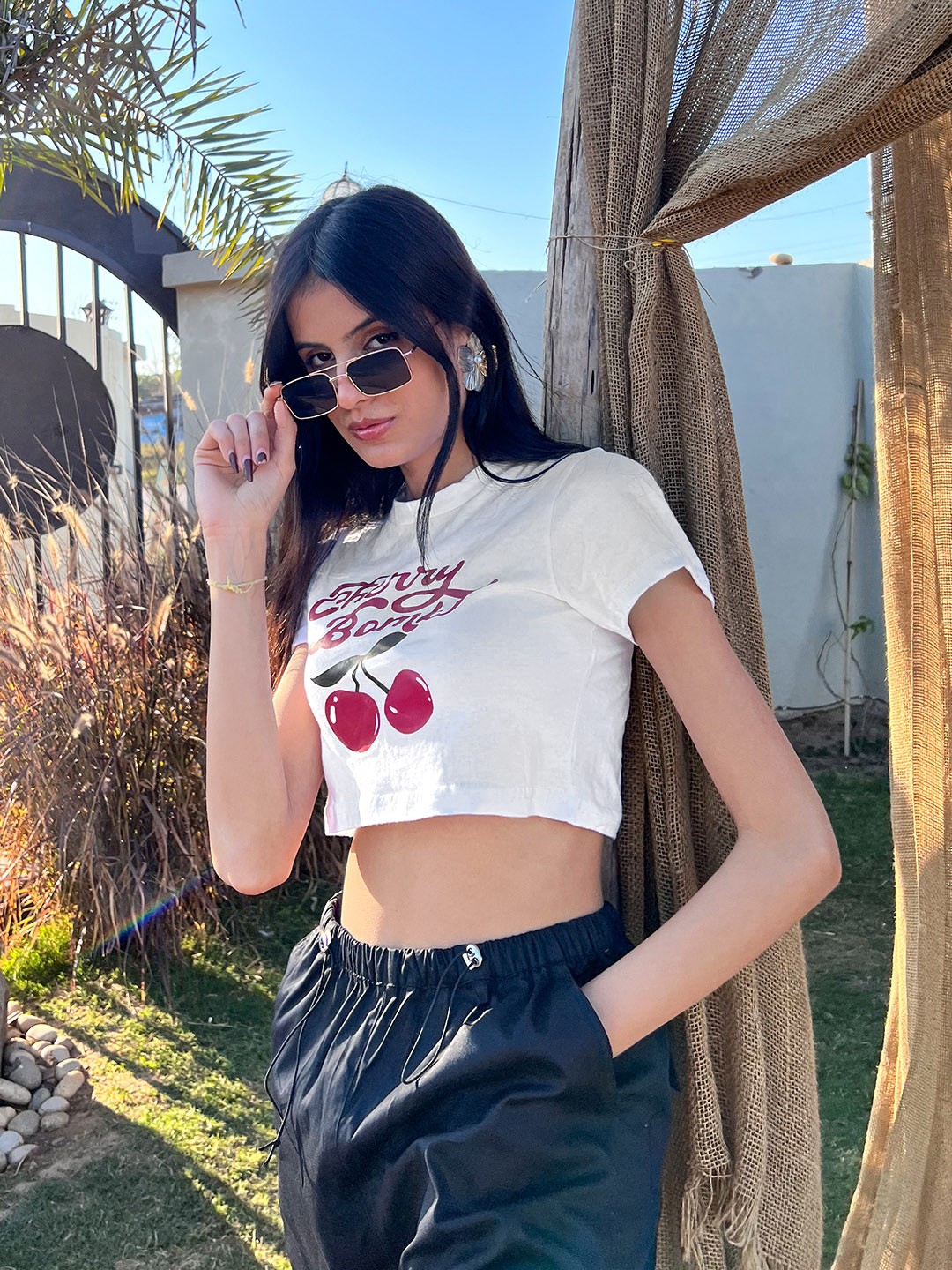 

Stylecast X Hersheinbox Printed Cotton Crop Top, White