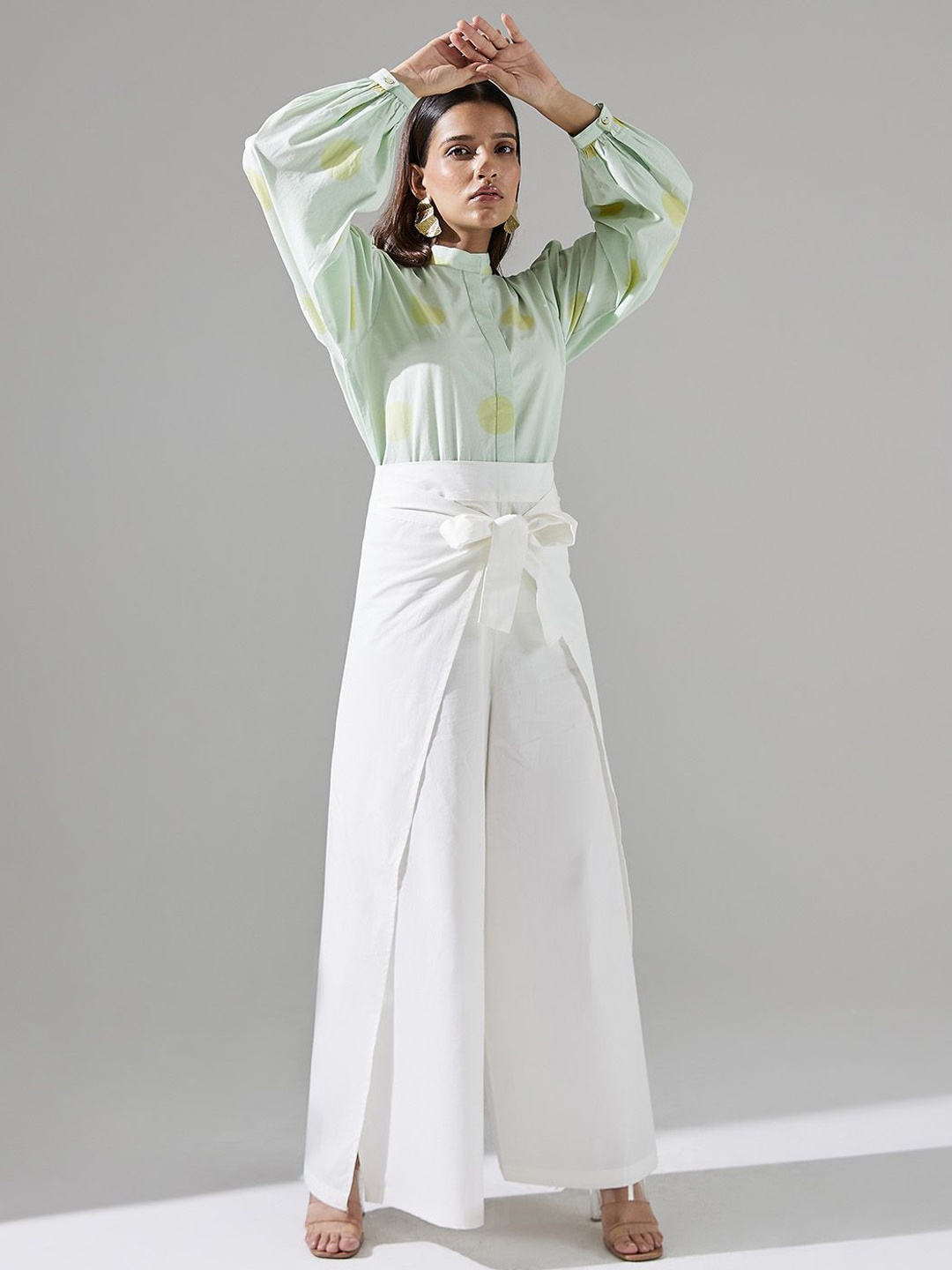 

Dorabi Women Relaxed Fit Cotton Parallel Trousers, White