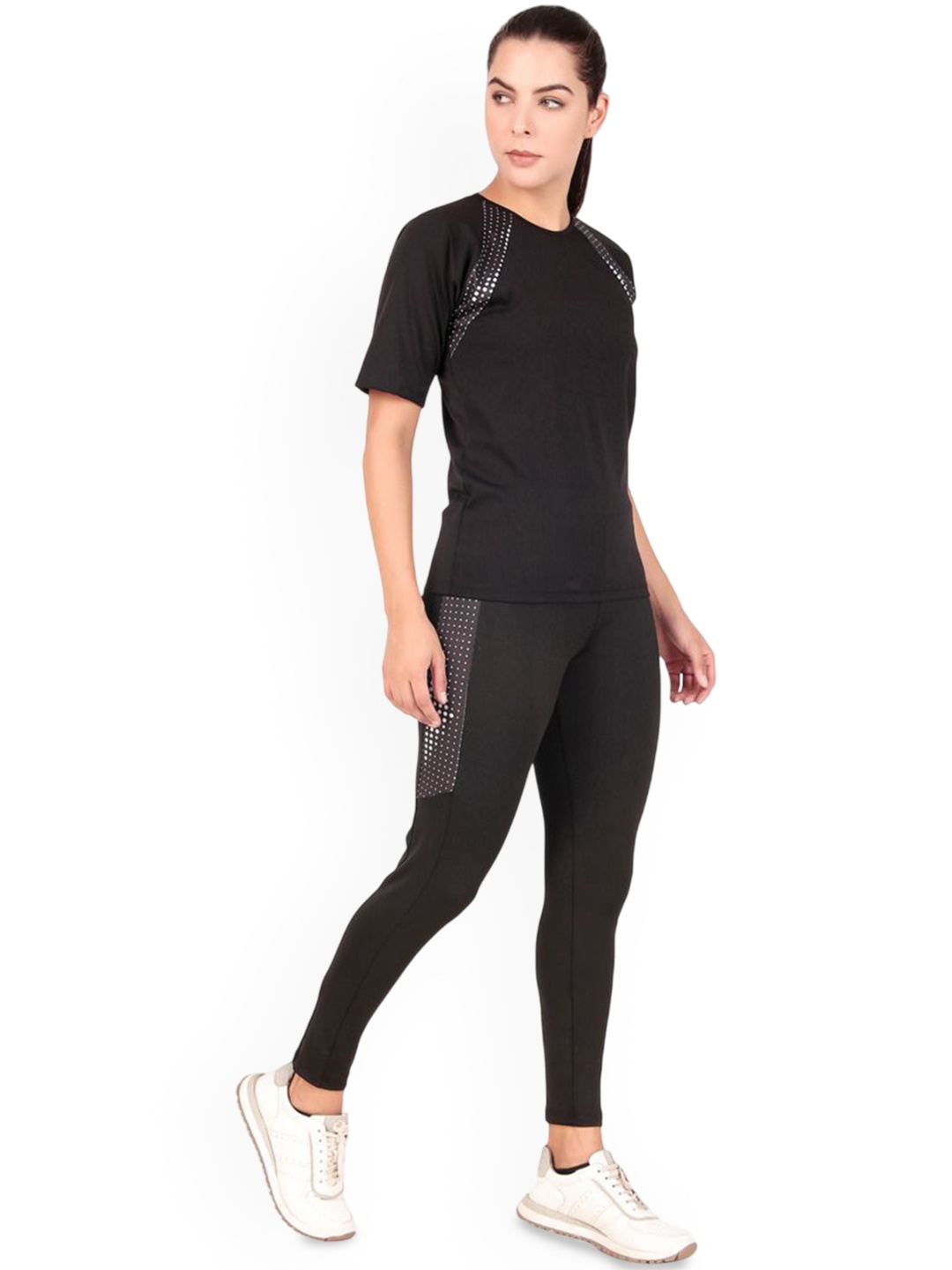 

BENZOS Short Sleeves T-Shirt With Tights Co-Ords, Black