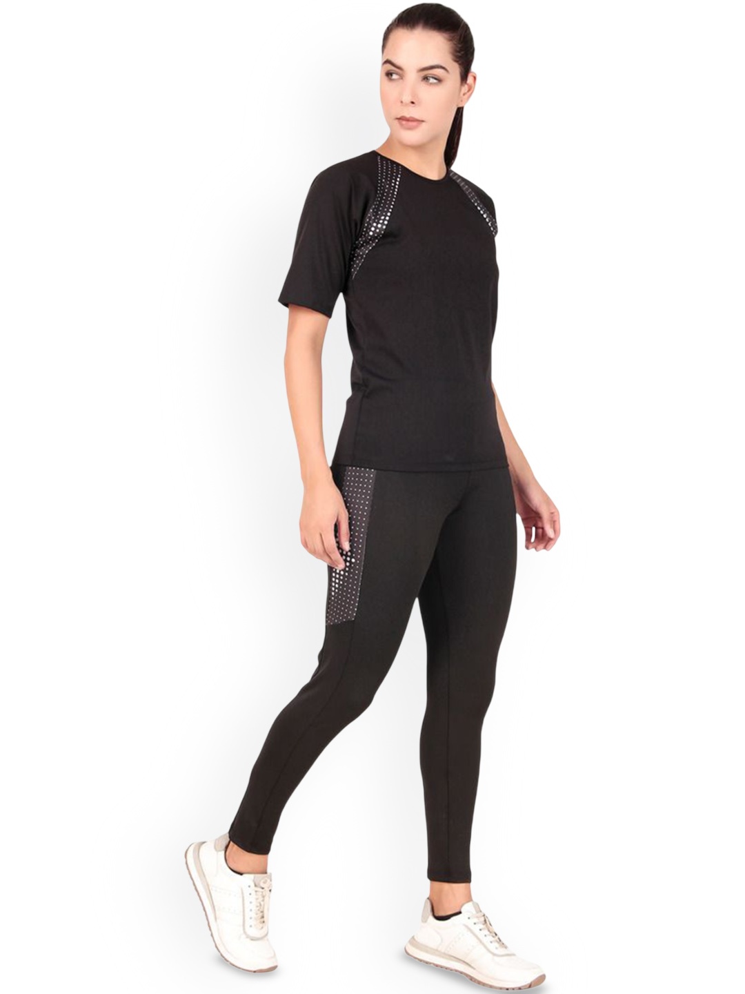 

BENZOS Short Sleeves T-Shirt With Tights Co-Ords, Black