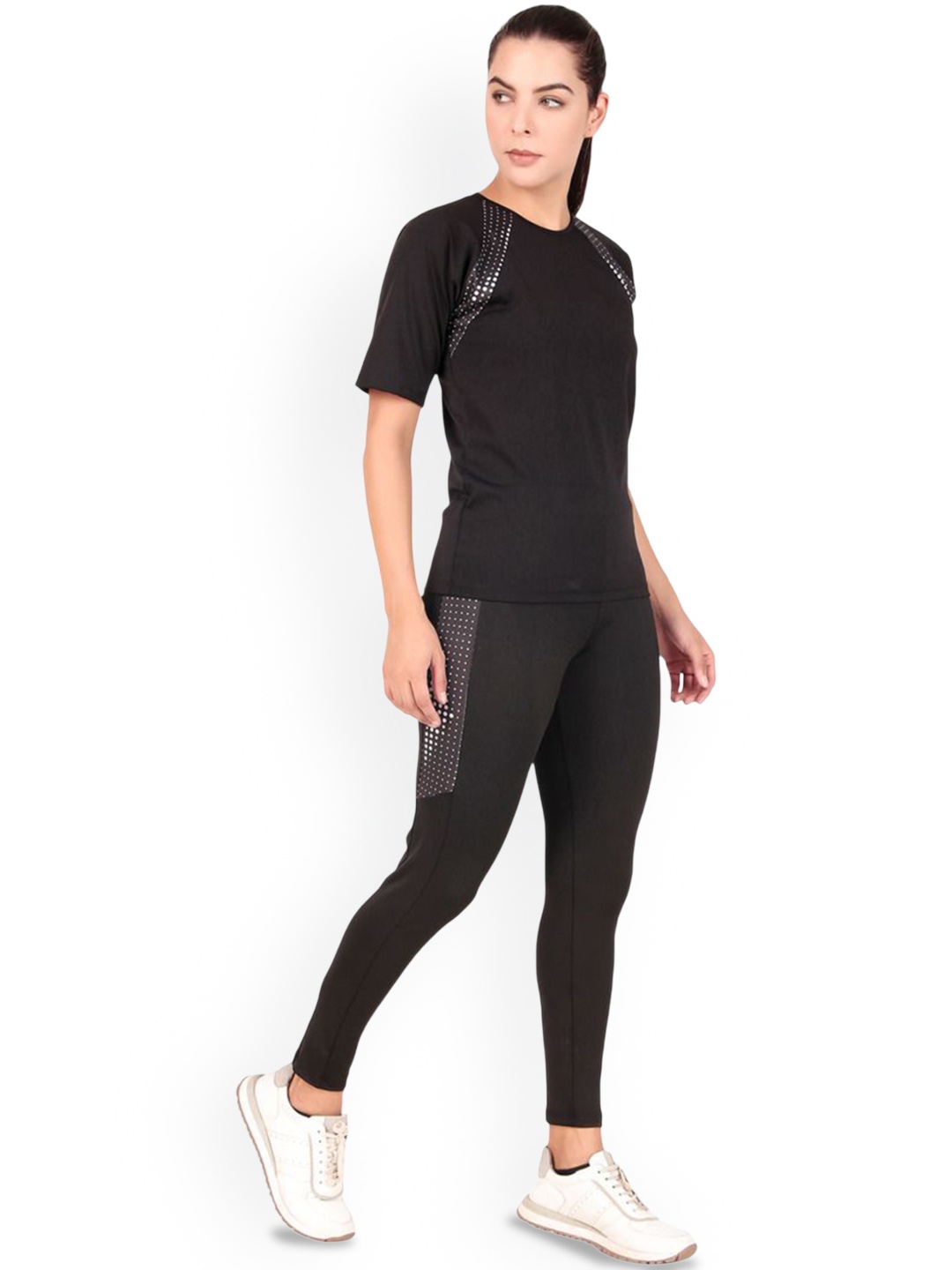 

BENZOS Short Sleeves T-Shirt With Tights Co-Ords, Black