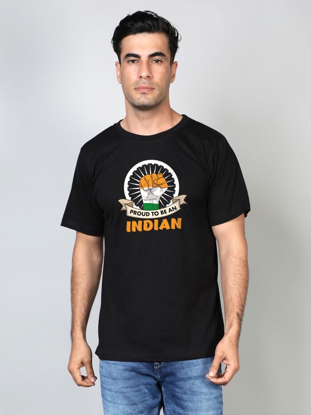 

FFLIRTYGO Men Republic Day Graphic Printed Cotton T-shirt, Black