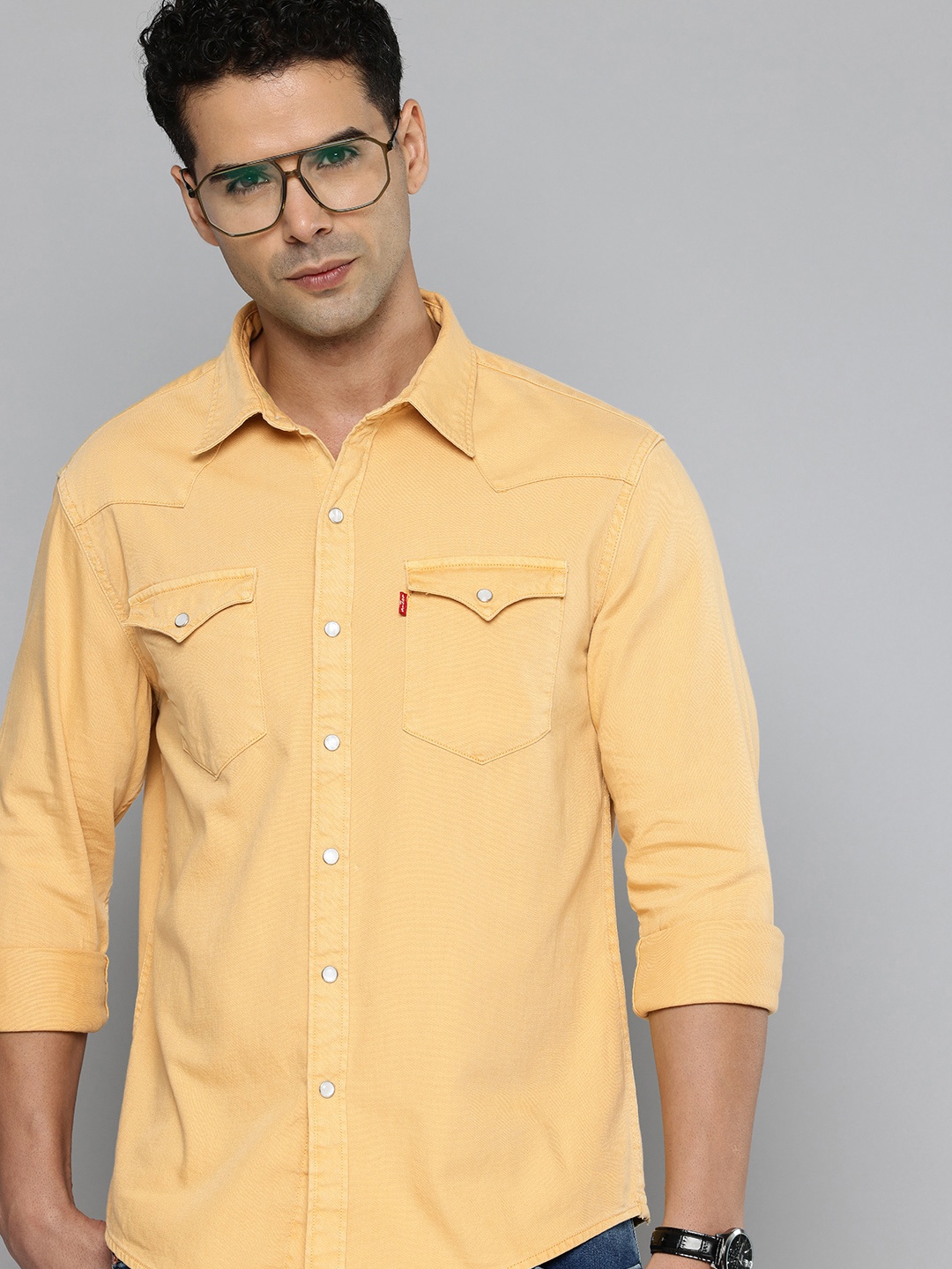 

Levis Slim Fit Opaque Pure Cotton Casual Shirt, Yellow