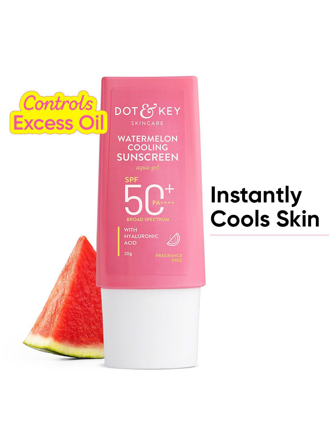 

DOT & KEY Watermelon Cooling Sunscreen With SPF 50 PA+++ - 30g, Pink