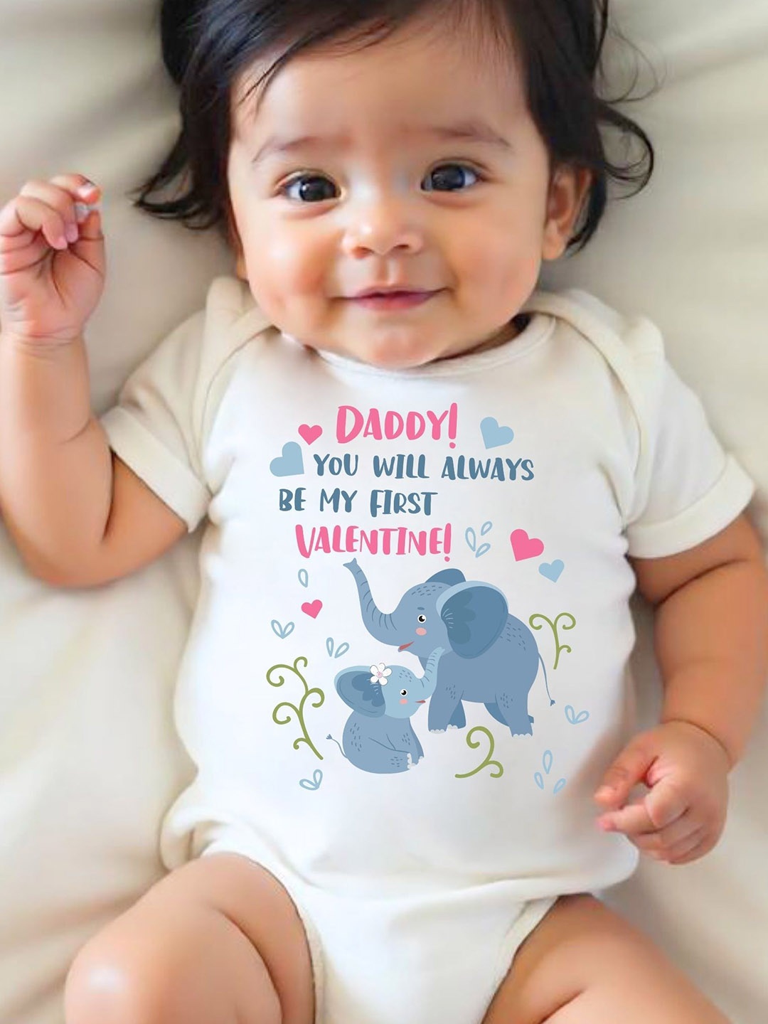 

KNITROOT Infants Daddy You Will Always Be My First Valentine Printed Bodysuit, White