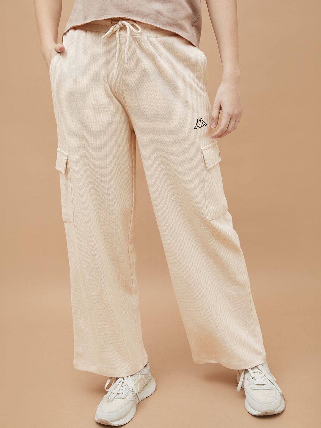 

Kappa Women Mid-Rise Parallel Trousers, Off white