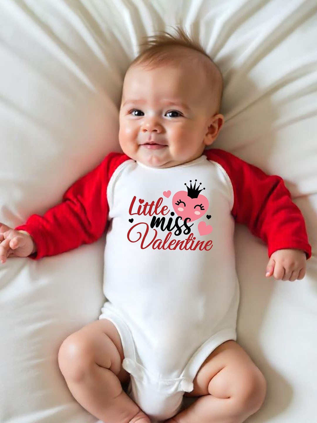 

KNITROOT Kids Little Miss Valentine Printed Bodysuit, White