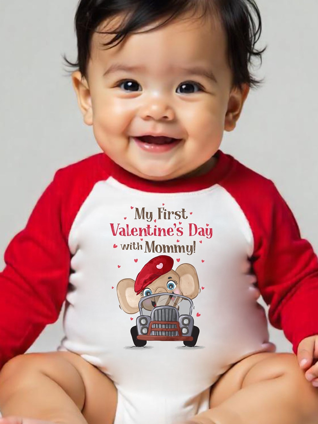 

KNITROOT Infants My First Valentine's Day With Mommy Printed Rompers, White