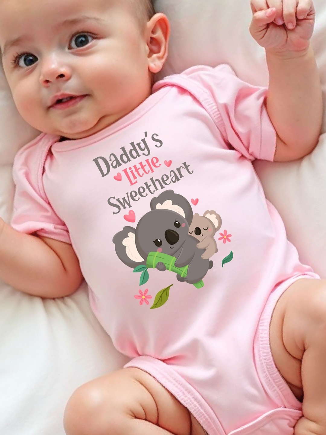

KNITROOT Infants Kids Daddy's Little Sweetheart Printed Bodysuit, Pink