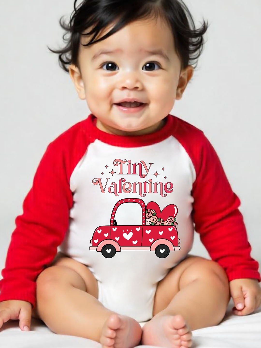 

KNITROOT Kids Tiny Valentine Printed Bodysuit, White