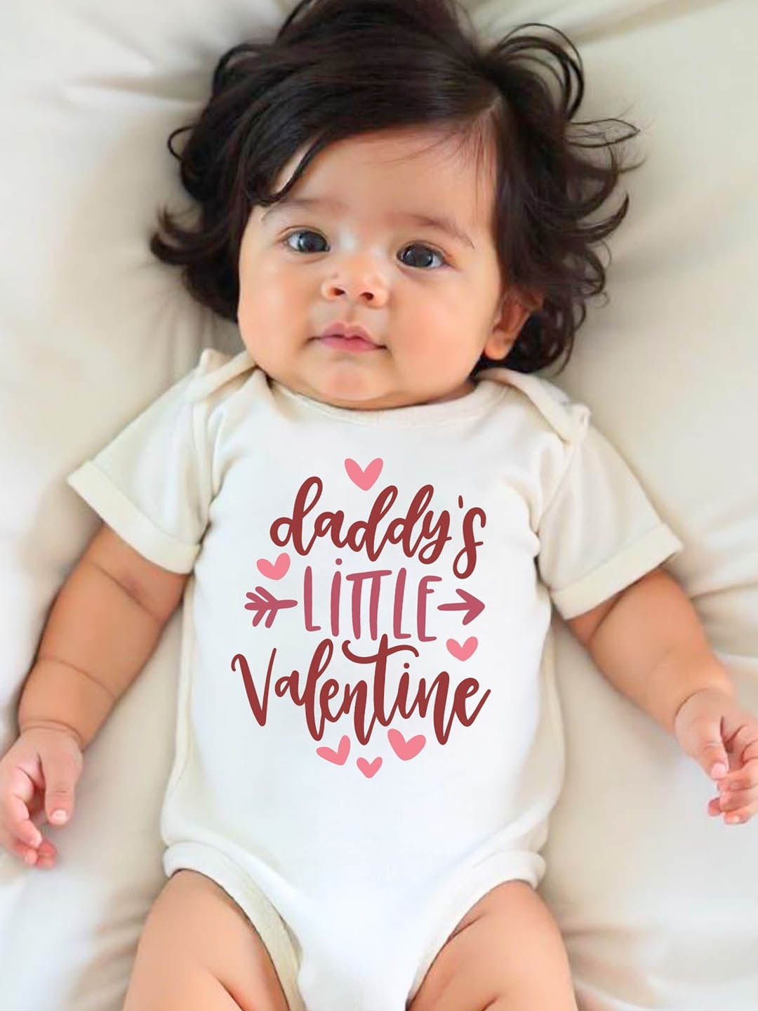 

KNITROOT Kids Daddy's Little Valentine Printed Bodysuit, White