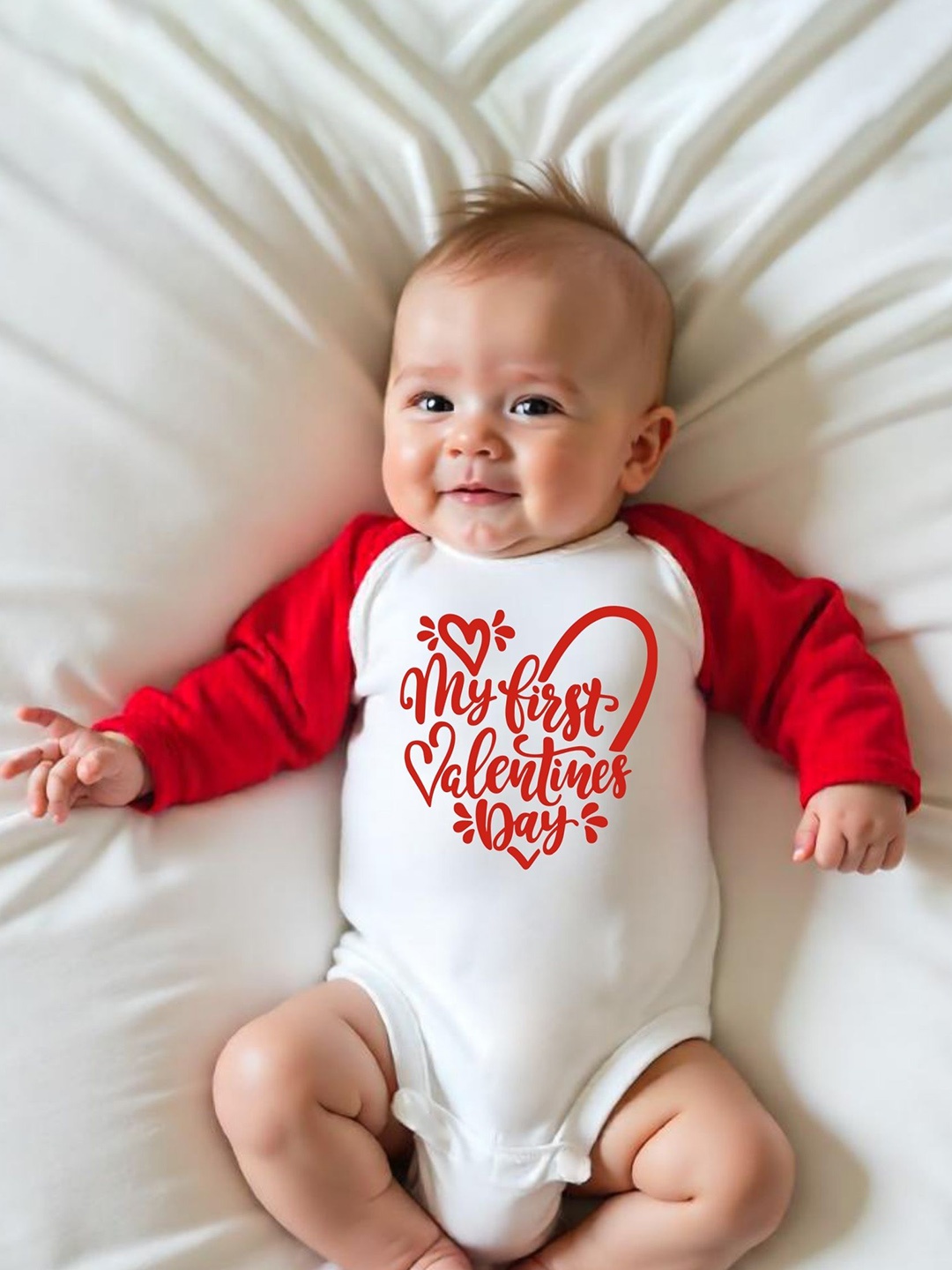 

KNITROOT Kids My First Valentines Day Printed Bodysuit, White