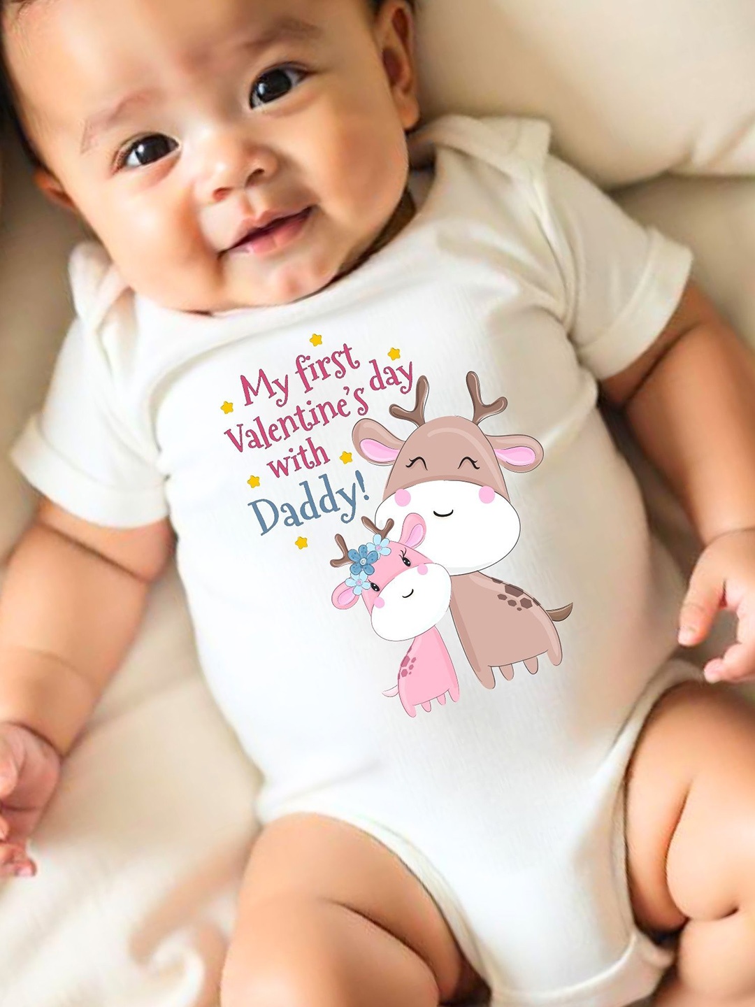 

KNITROOT Infants My First Valentine's Day With Daddy Printed Romper, White