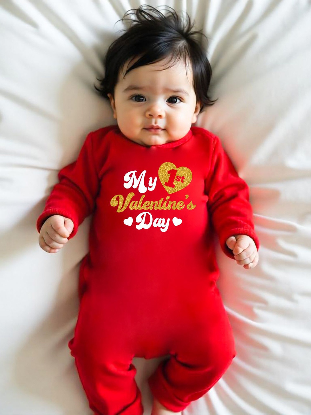 

KNITROOT Kids Printed Cotton Rompers, Red