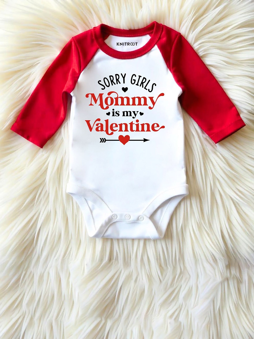 

KNITROOT Infants Sorry Girls Mommy Is My Valentine Printed Bodysuit, White