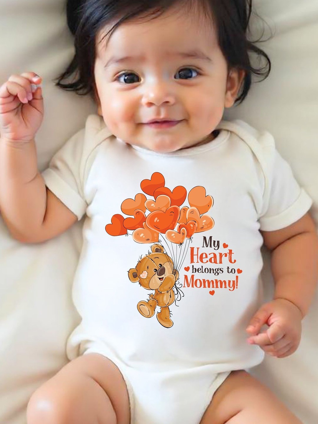 

KNITROOT Kids My Heart Belongs To Mommy Printed Bodysuit, White