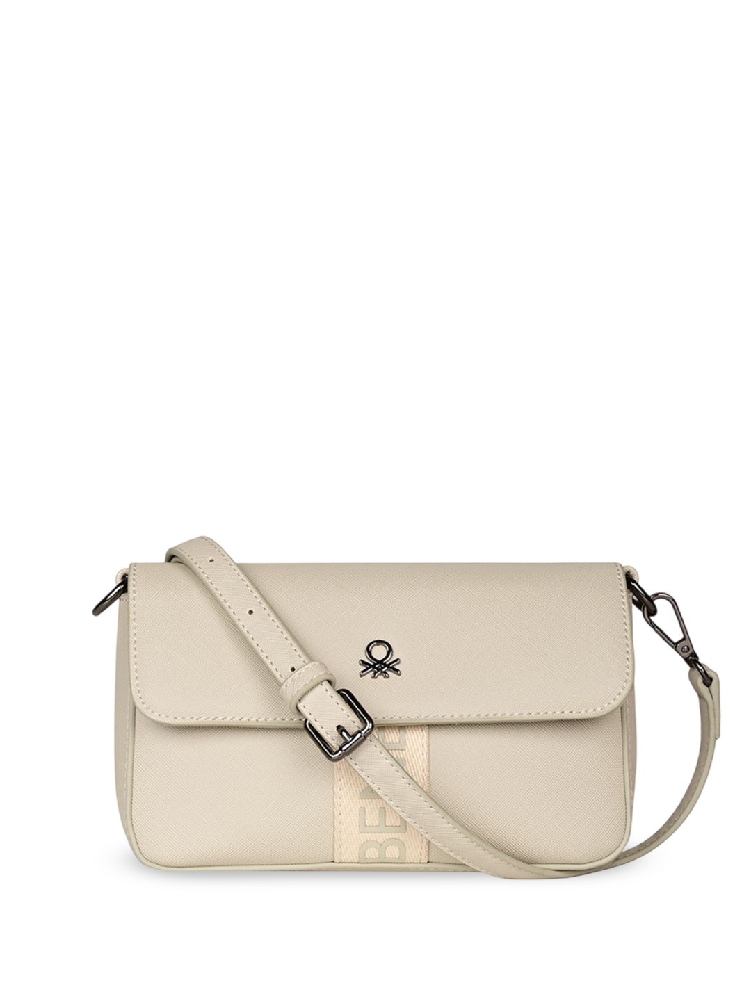 

United Colors of Benetton PU Solid Sling Bag, Beige