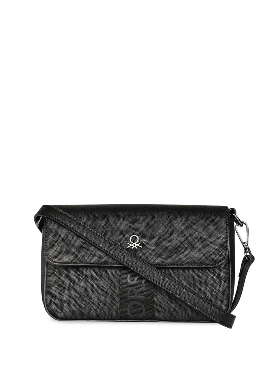 

United Colors of Benetton PU Structured Sling Bag, Black