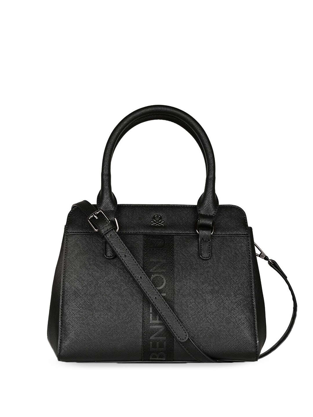 

United Colors of Benetton Textured PU Shoulder Bag, Black