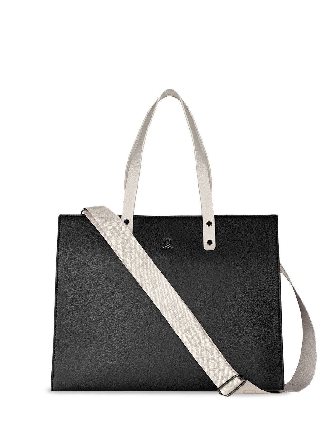 

United Colors of Benetton PU Structured Tote Bag, Black