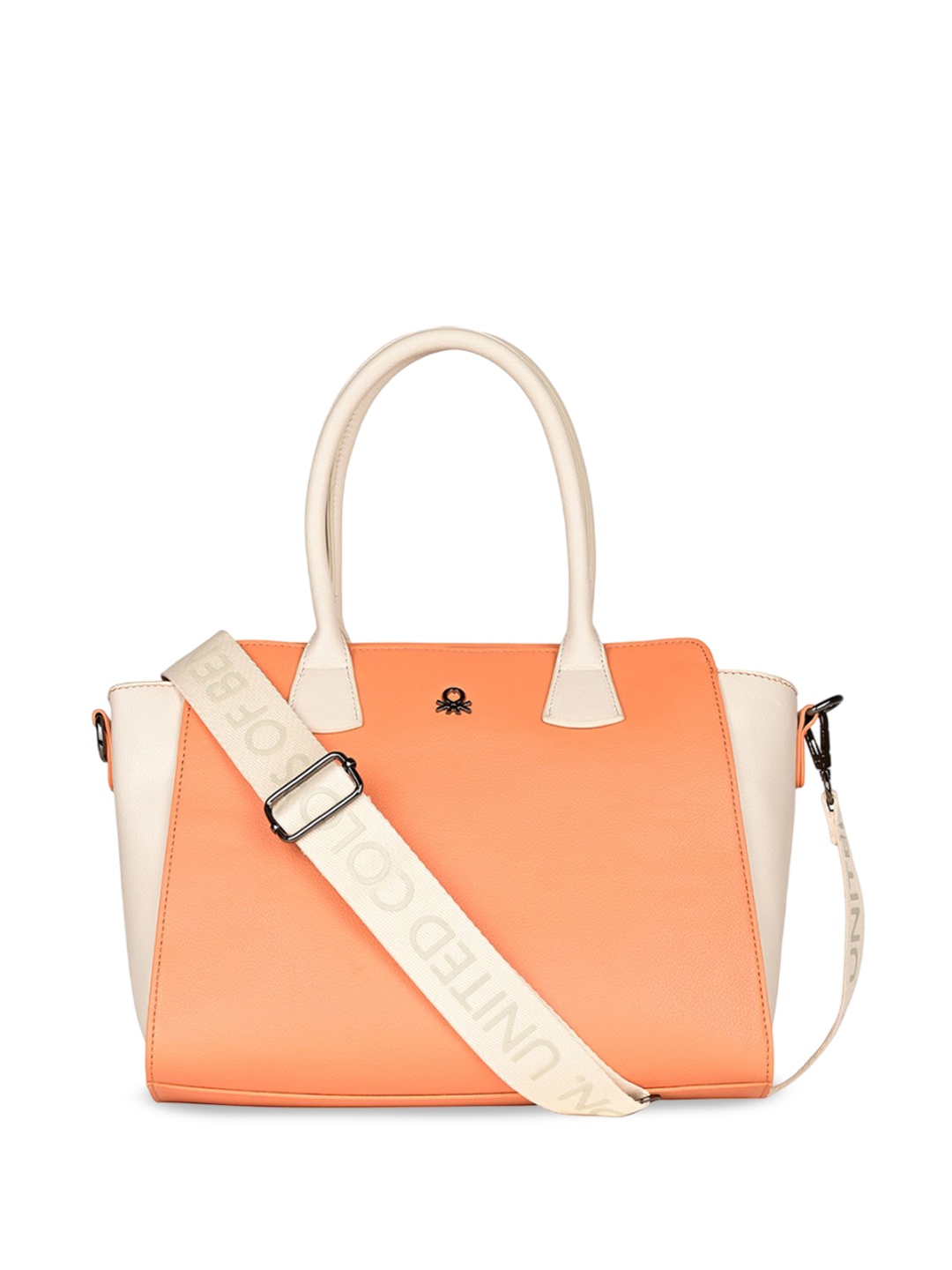 

United Colors of Benetton Colourblocked PU Swagger Shoulder Bag, Peach