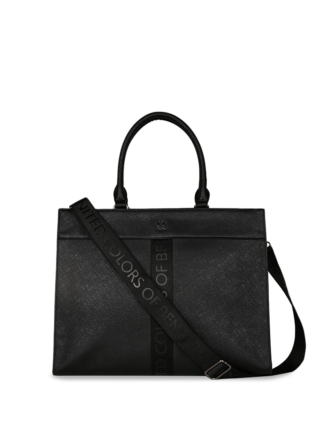 

United Colors of Benetton Textured PU Shoulder Bag, Black