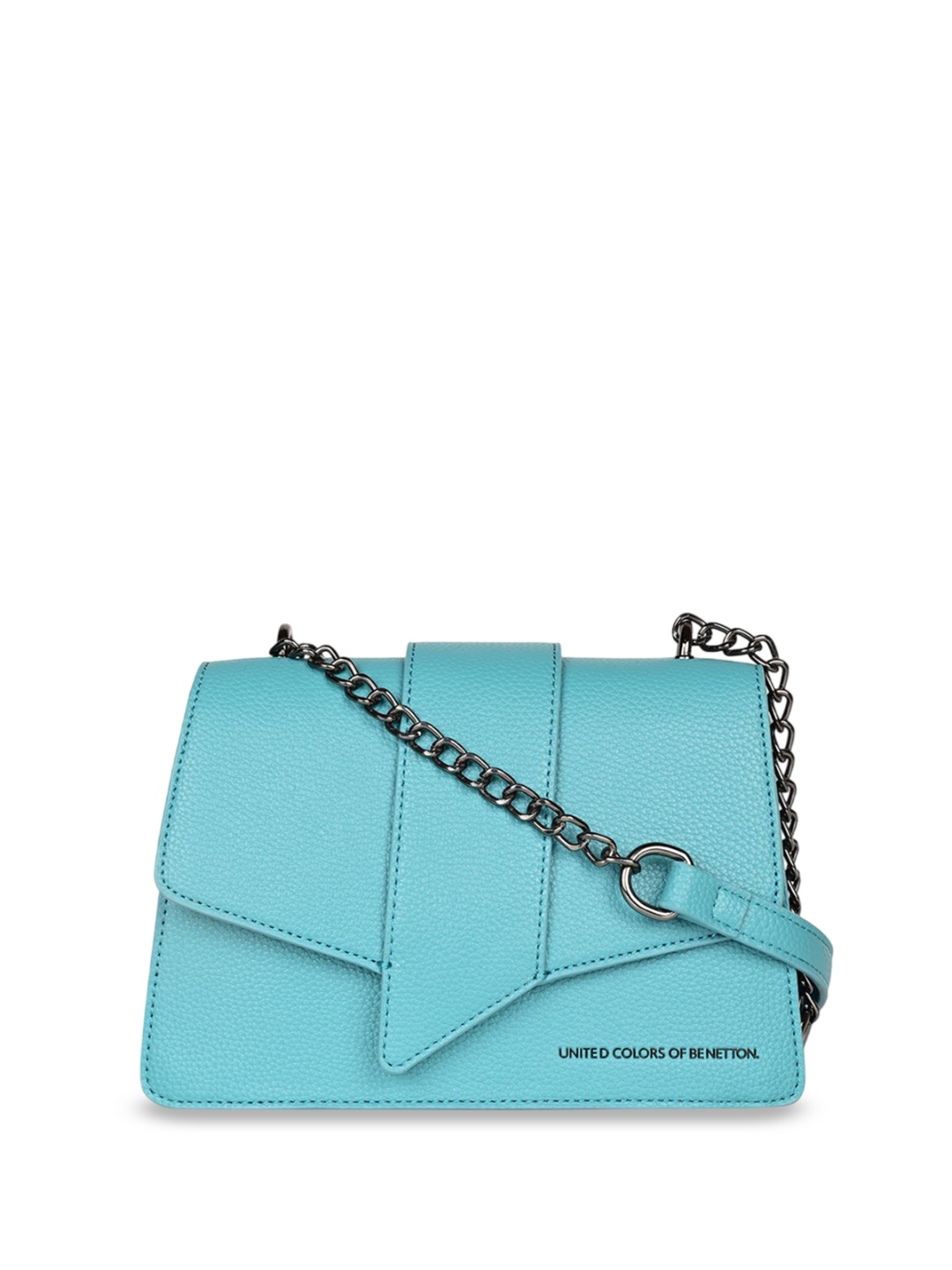 

United Colors of Benetton Textured PU Sling Bag, Turquoise blue
