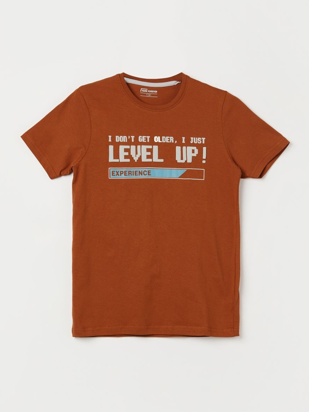 

Fame Forever by Lifestyle Boys Typography Printed Applique T-shirt, Rust