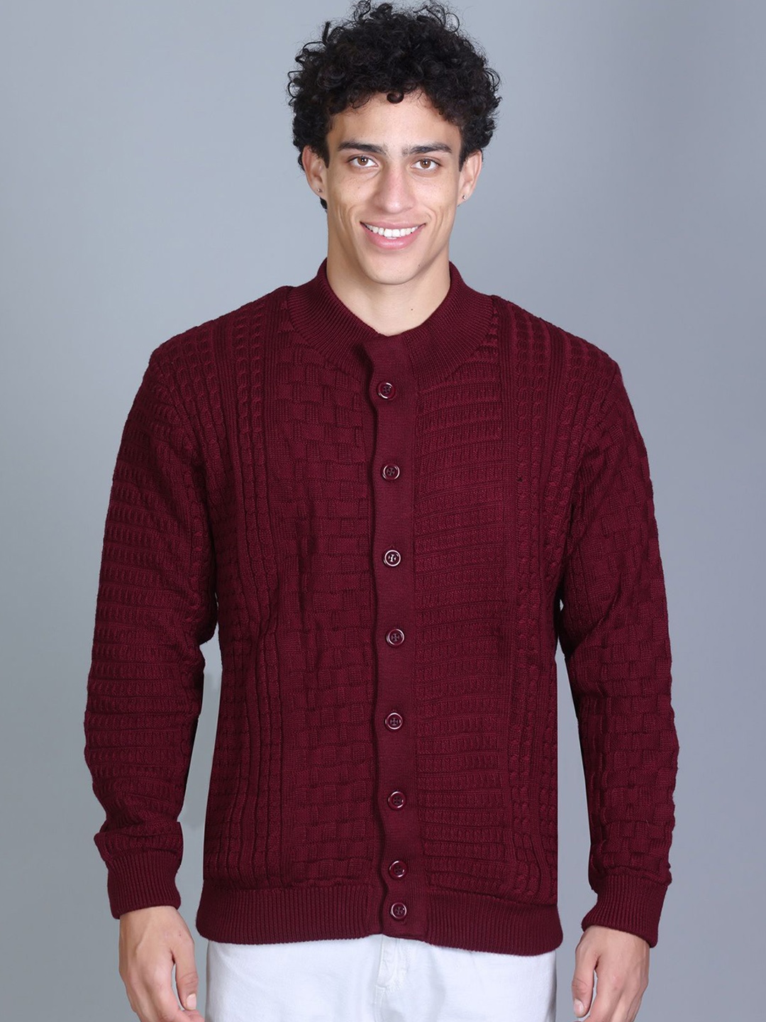 

BeriBlu Men Self Design Quilted Jacket, Purple