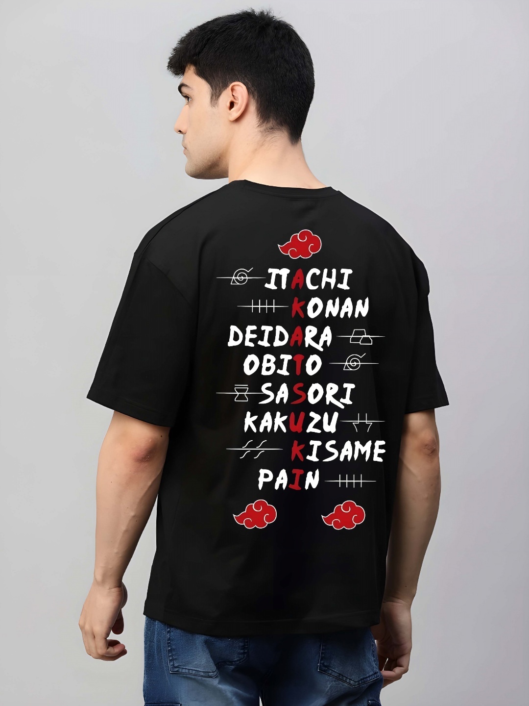

BOWLIFESTYLE Men Typography Printed Round Neck Cotton Oversized T-shirt, Black