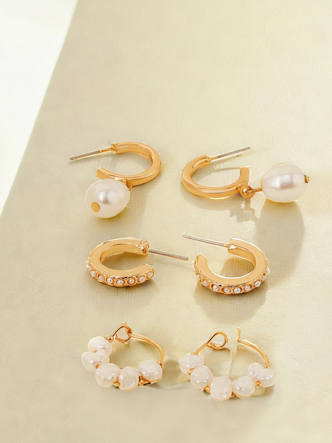 

Accessorize Set Of 3 Pearls Circular Hoop Earrings, Gold