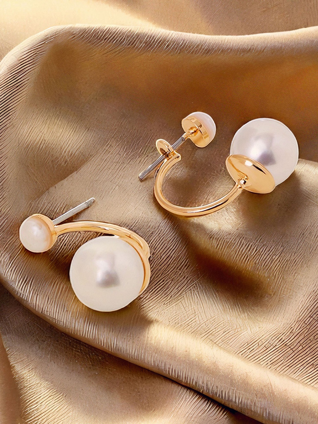 

Accessorize Gold-Plated Pearl Stone Studded Hoop Earrings
