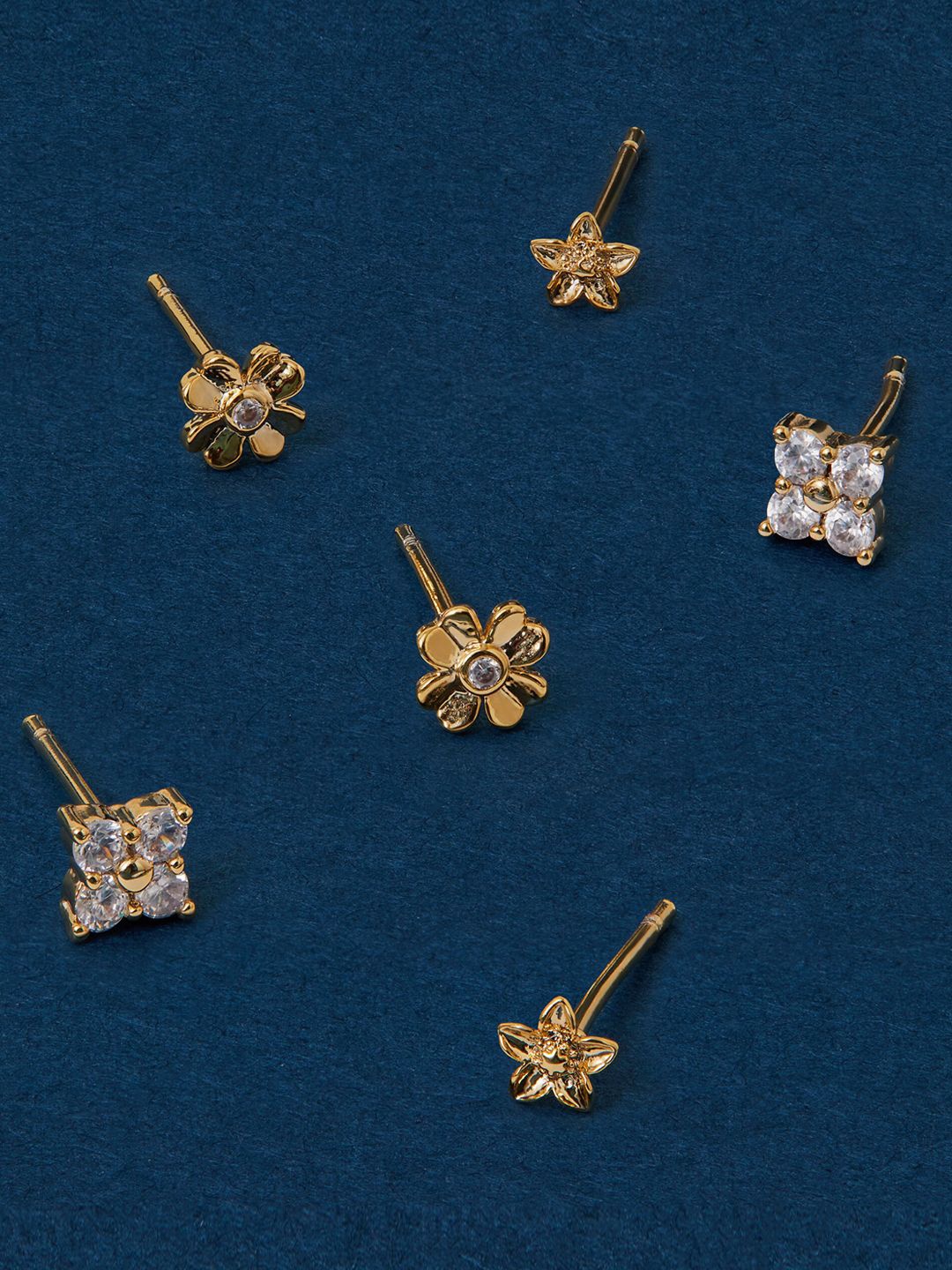 

Accessorize 14k Gold Plated Cubic Zirconia Studded Floral Shaped Studs Earrings