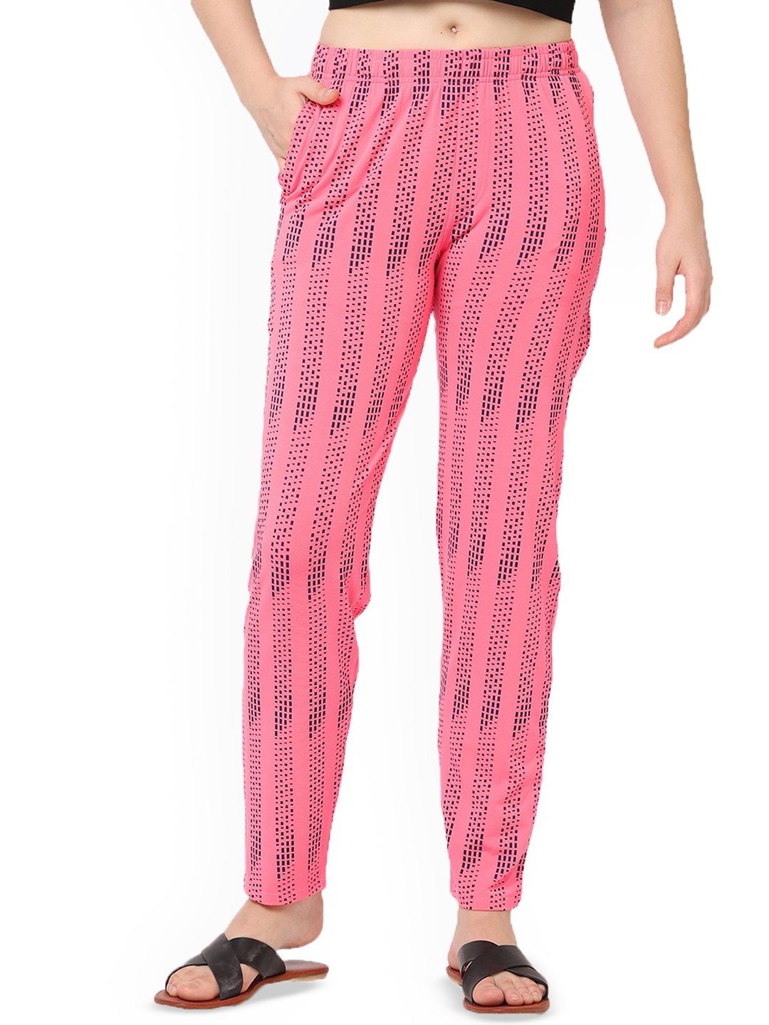 

LAASA SPORTS Women Striped Trousers, Pink