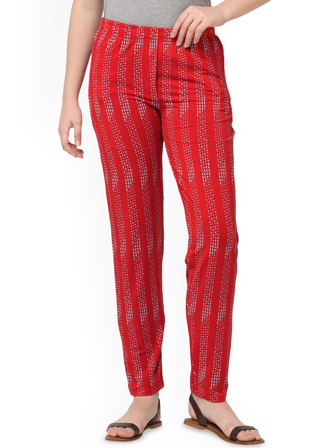 

LAASA SPORTS Women Mid-Rise Striped Trousers, Red