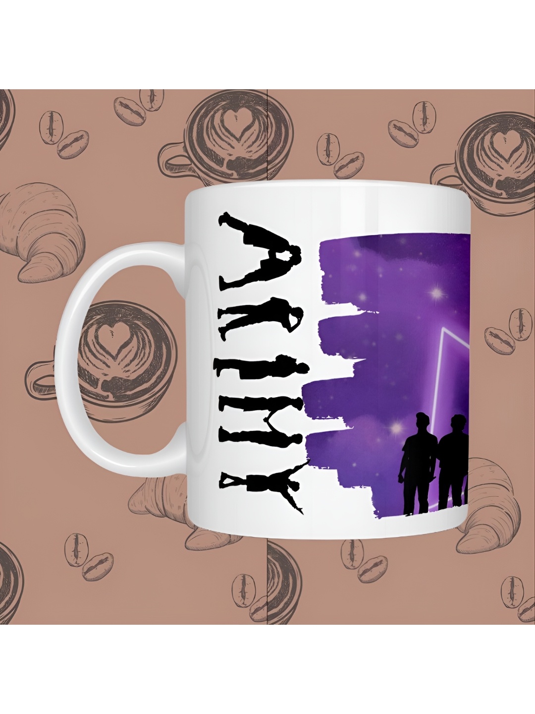 

JAVA IMPRESSIONS White & Purple Printed Easy to Clean Ceramic Matte Mug 200 ml