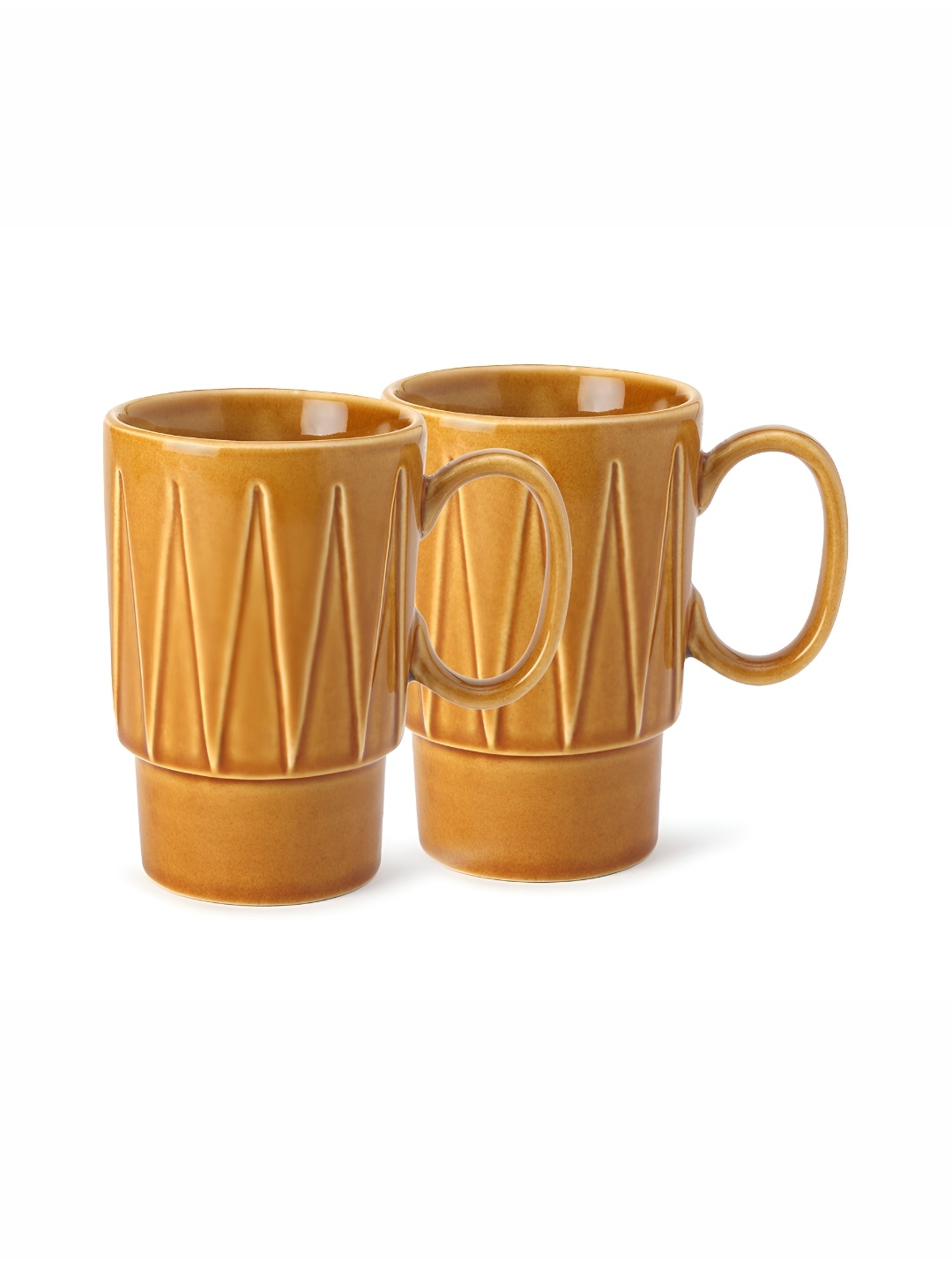 

BODHI HOUSE Brown 2 Pieces Geometric Printed Glossy Ceramic Mugs 350 ml Each