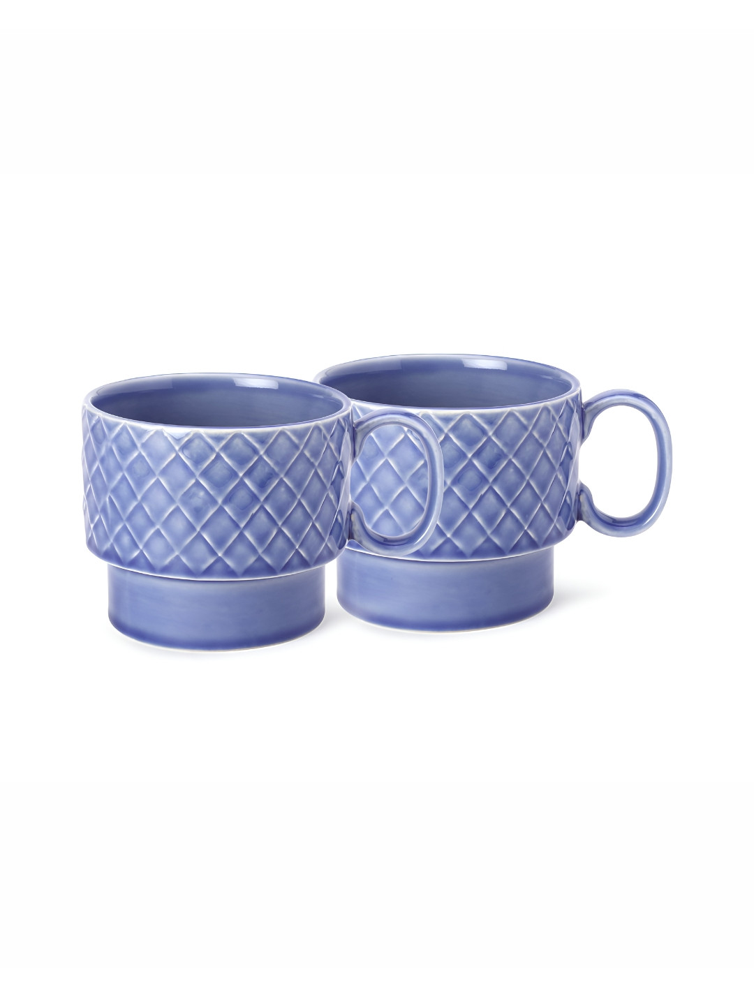 

BODHI HOUSE Blue & White 2 Pieces Checked Glossy Ceramic Mugs 500ml Each