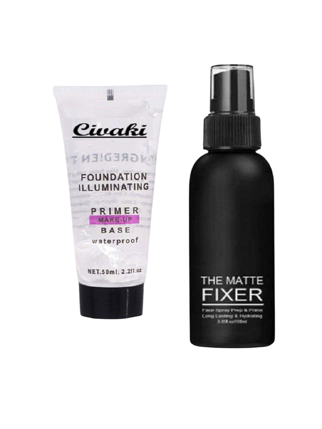 

CIVAKI Set Of 2 Foundation Illuminating Waterproof Primer - 50ml & Makeup Fixer -100ml, Transparent