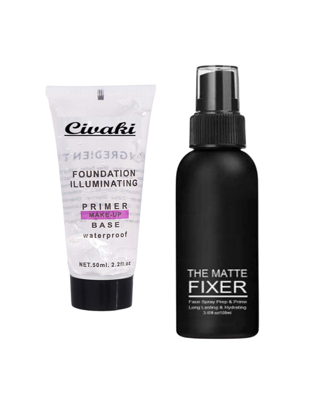 

CIVAKI Set Of 2 Foundation Illuminating Waterproof Primer - 50ml & Makeup Fixer -100ml, Transparent