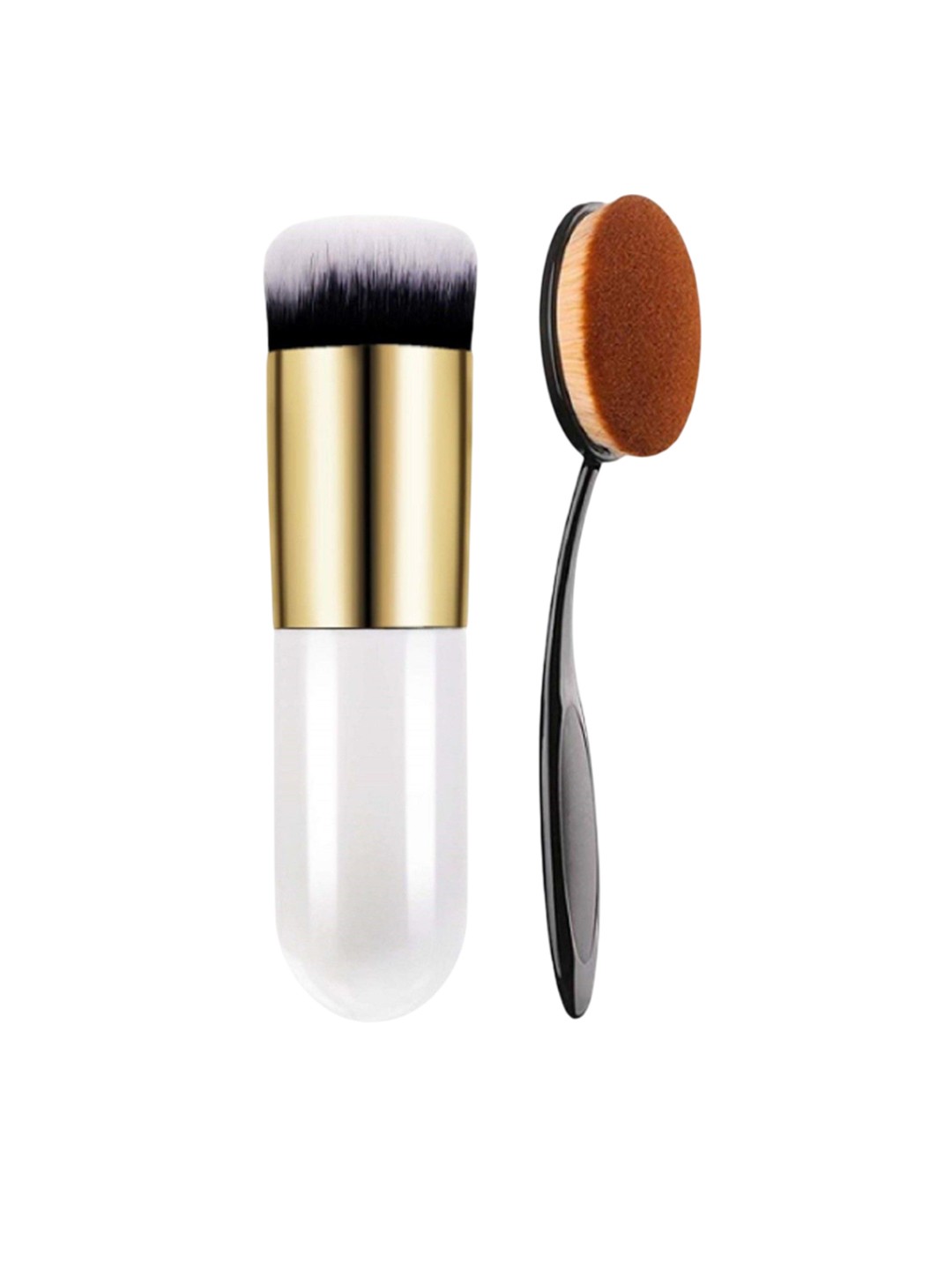 

CIVAKI Set Of 2 Round Blush & Oval Makeup Brush, White