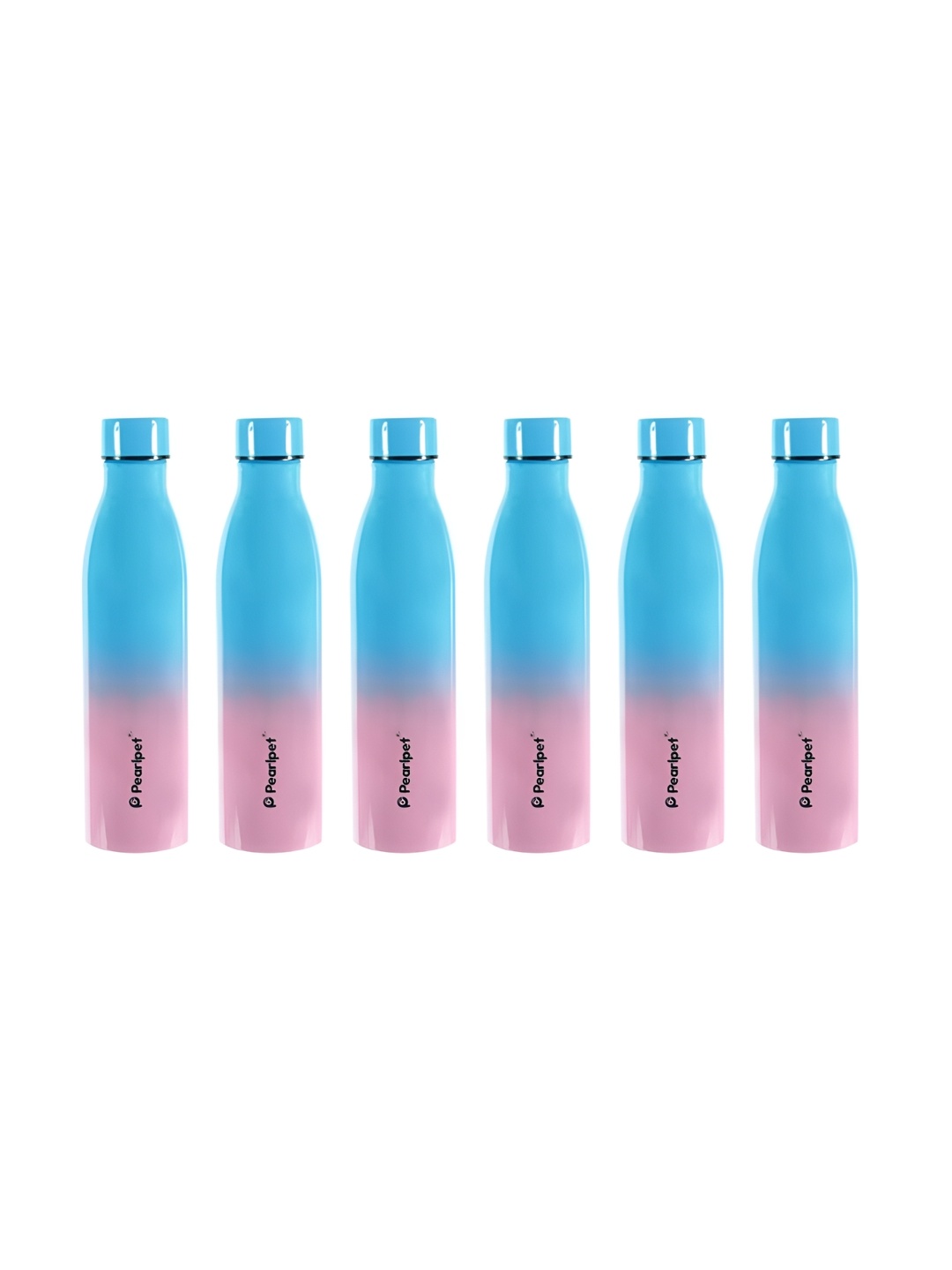 

Pearlpet Blue & Pink 6 Pieces Ombre Printed Stainless Steel Single Wall Water Bottle 1L