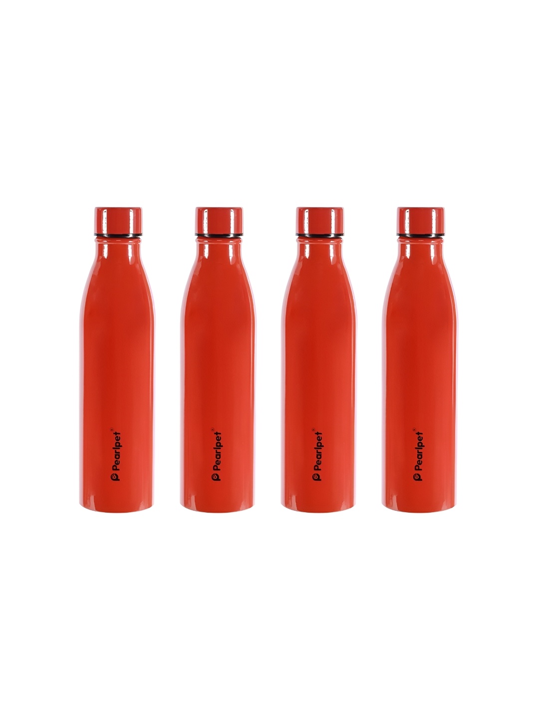 

Pearlpet Red 4 Pieces Single Wall Stainless Steel Water Bottle 1 L