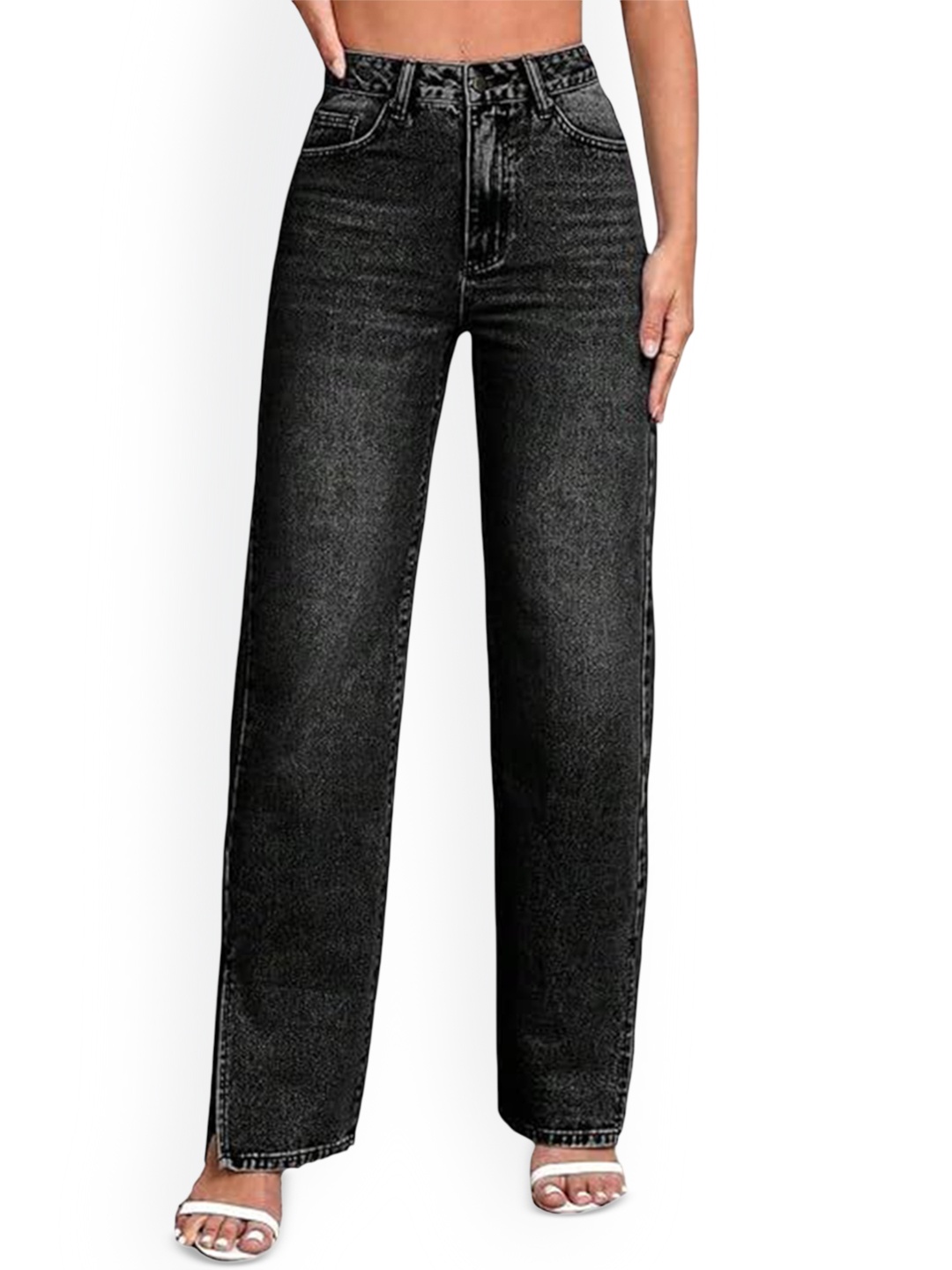 

SMVDENTERPRISES Women Bootcut High-Rise with Side Stripe Stretchable Jeans, Black