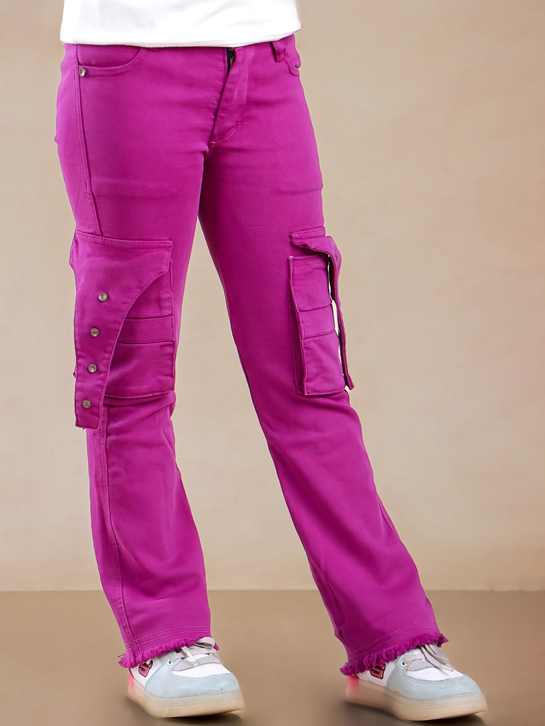 

Nino Togs Girls Flared Low Distress Stretchable Jeans, Purple